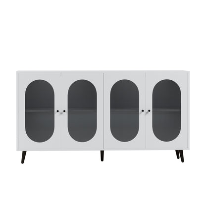 Modern Accent Sideboard Cabinet with Acrylic Doors, Freestanding Storage Cupboard Console Table for Kitchen Dining White