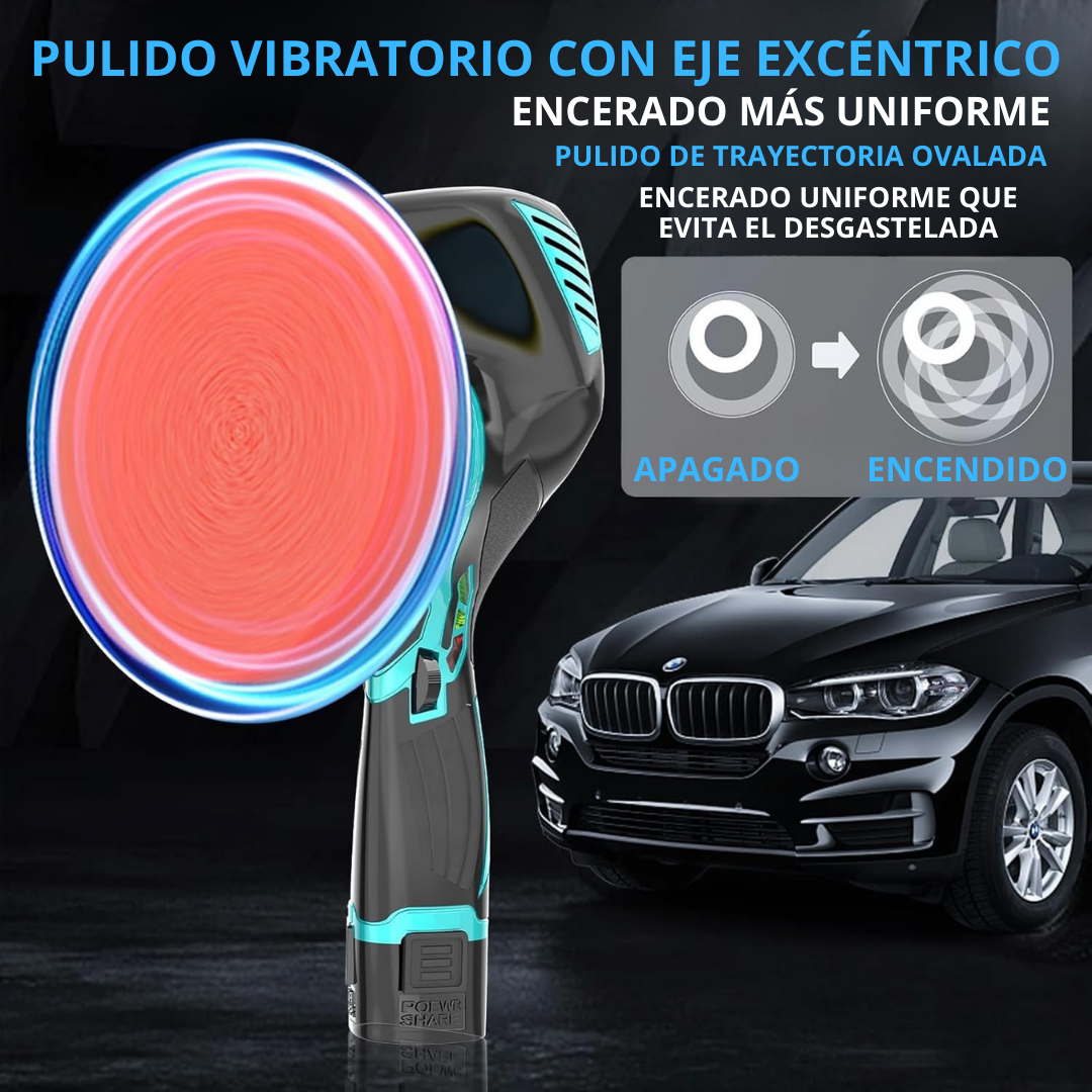 Pulidora de Coche Inalámbrica 12V – Kit Completo con 6 Velocidades, 2 Batería Litio y Accesorios