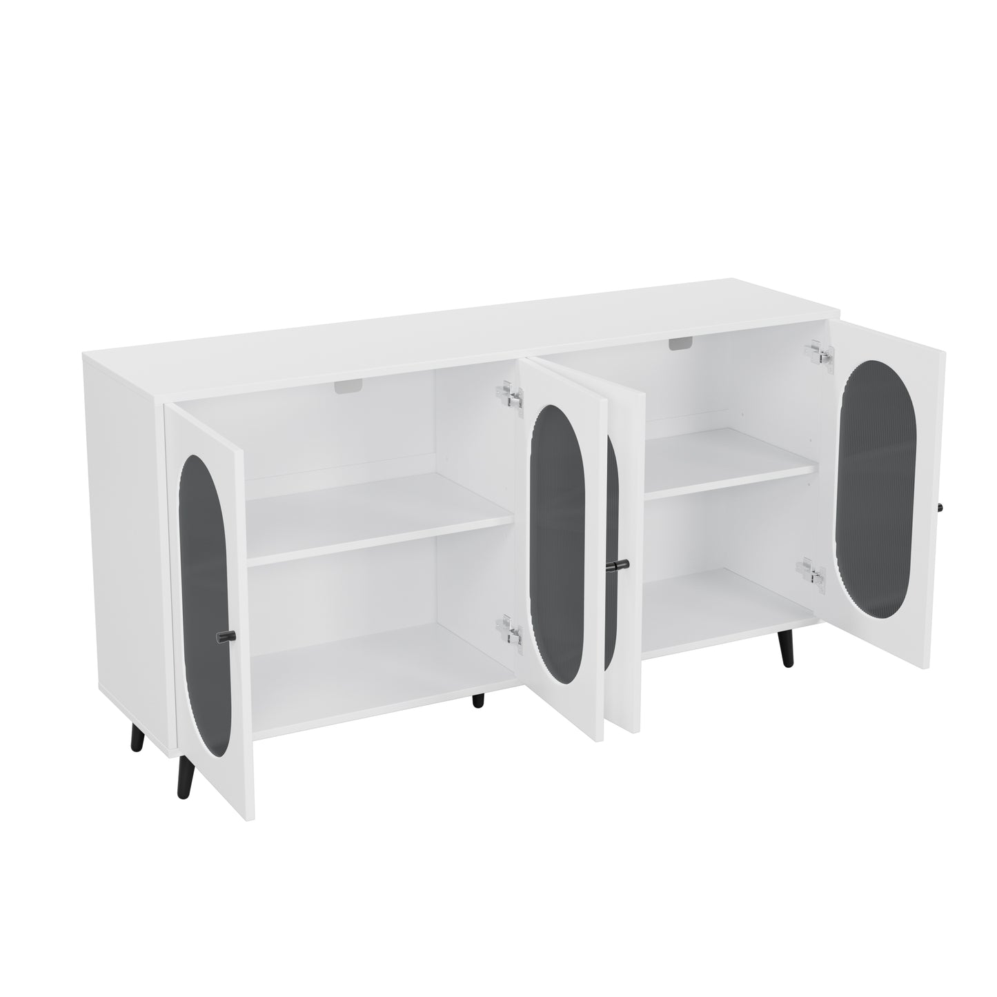 Modern Accent Sideboard Cabinet with Acrylic Doors, Freestanding Storage Cupboard Console Table for Kitchen Dining White