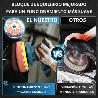 Pulidora de Coche Inalámbrica 12V – Kit Completo con 6 Velocidades, 2 Batería Litio y Accesorios