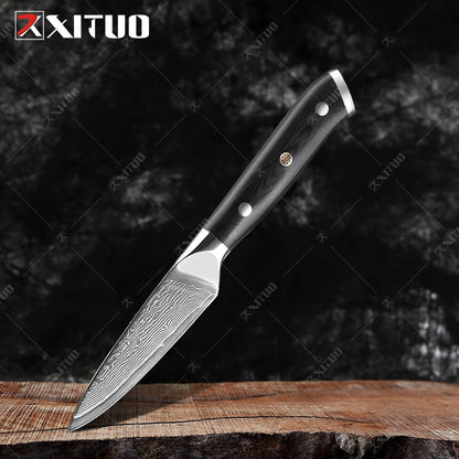 XITUO Damascus Chef Knife Professional Japan Sankotu Cleaver Bone Knives Utility Kiritsuke Paring Kitchen Knife Cooking Tools