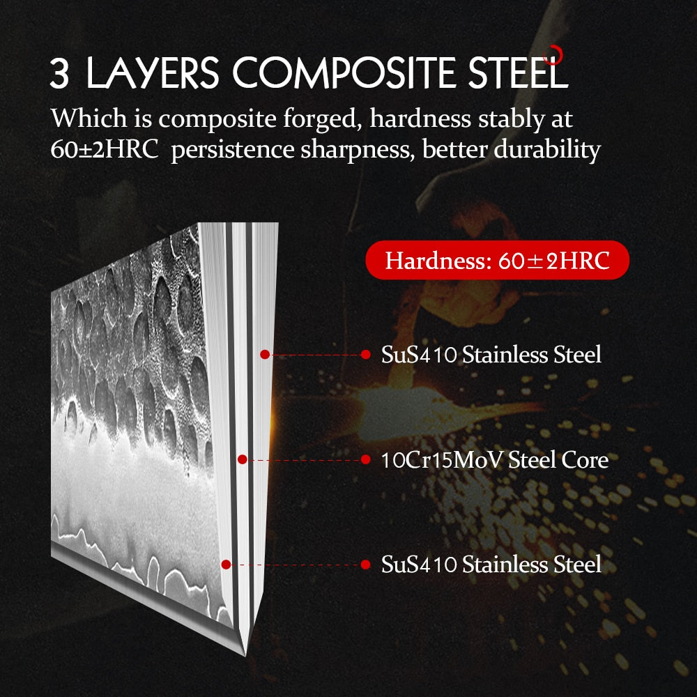 HEZHEN 1-4PC Kitchen Knife Set Slicing Stainless Steel Composite Steel Chef Santoku Nakiri Utility Rosewood Handle Gift Box