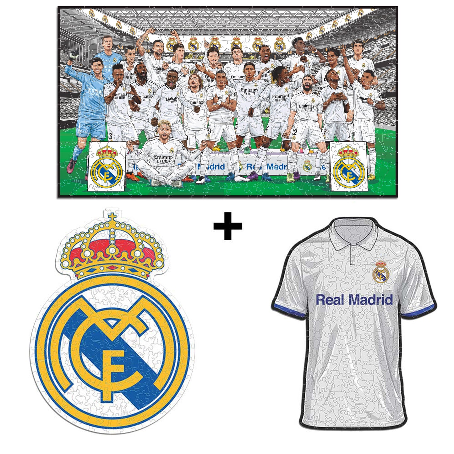 PACK 3 Equipo Real Madrid CF® + Logo + Camiseta