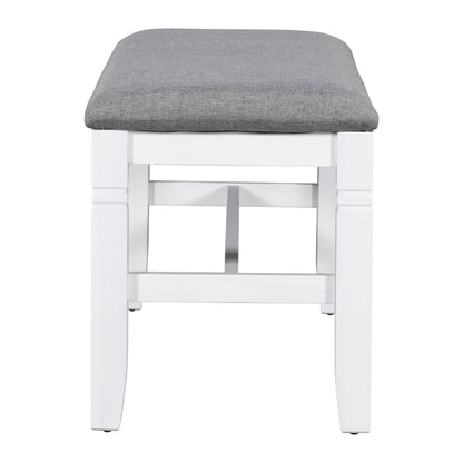TOPMAX 6-Piece Wood Dining Table Set Kitchen Table Set with Upholstered Bench and 4 Dining Chairs, Farmhouse Style Gray+White