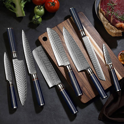 XSG 9Pcs Set Damascus Kitchen Knives Sharp Japanese VG10 Blade 67 Layers Stainless Steel Professional Chef Cooking Knife Set