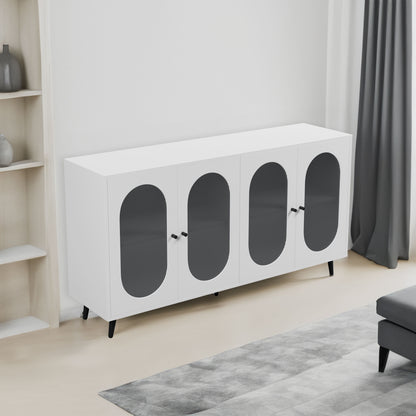 Modern Accent Sideboard Cabinet with Acrylic Doors, Freestanding Storage Cupboard Console Table for Kitchen Dining White