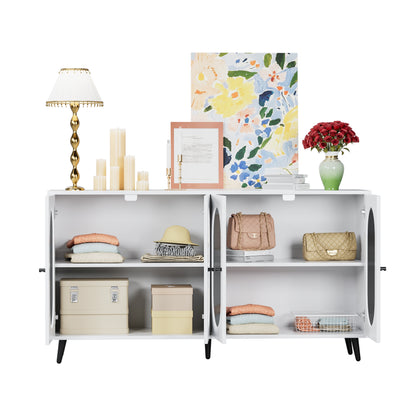 Modern Accent Sideboard Cabinet with Acrylic Doors, Freestanding Storage Cupboard Console Table for Kitchen Dining White