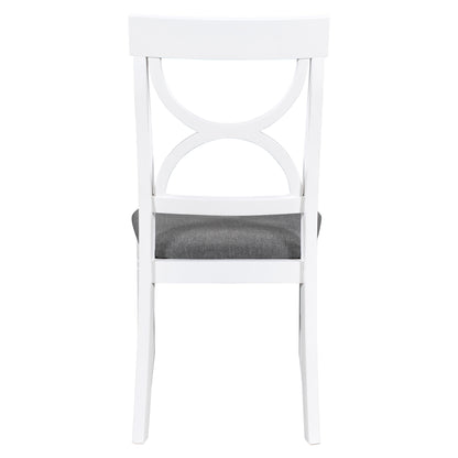 TOPMAX 6-Piece Wood Dining Table Set Kitchen Table Set with Upholstered Bench and 4 Dining Chairs, Farmhouse Style Gray+White