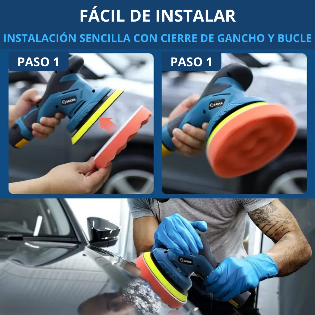 Pulidora de Coche Inalámbrica 12V – Kit Completo con 6 Velocidades, 2 Batería Litio y Accesorios