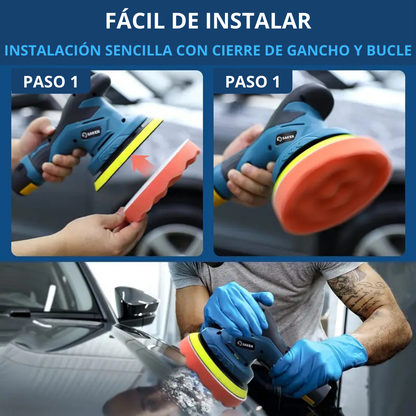 Pulidora de Coche Inalámbrica 12V – Kit Completo con 6 Velocidades, 2 Batería Litio y Accesorios