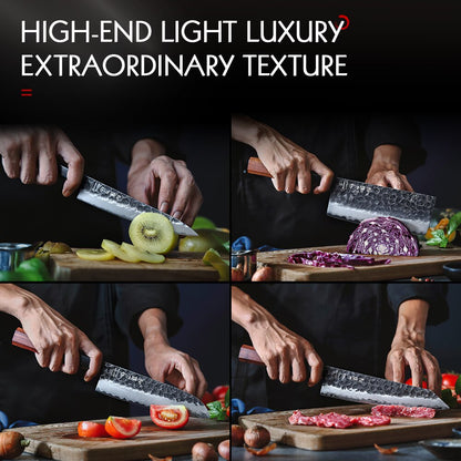 HEZHEN 1-4PC Kitchen Knife Set Slicing Stainless Steel Composite Steel Chef Santoku Nakiri Utility Rosewood Handle Gift Box