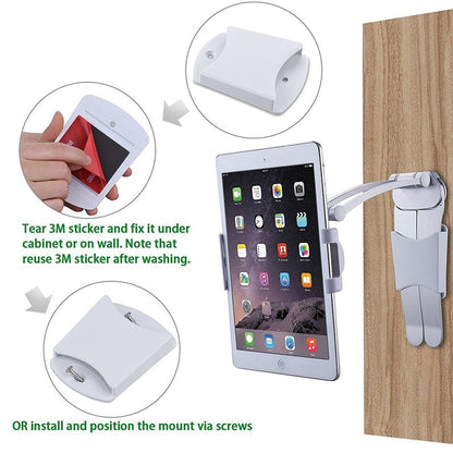 Kitchen Tablet Stand Wall Desk Tablet Mount Stand Fit For 5-10.5 inch Width Tablet  Metal Bracket Smartphones Holders