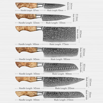 HEZHEN 1-7PC Kitchen Knife Set Professional Damascus Steel Chef Bread Paring Santoku Sharp Nakiri Cook Knife Kitchen Knife