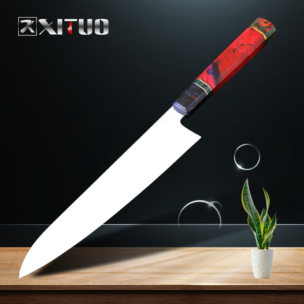 XITUO Slicing Filleting Knife VG10 High Carbon Stainless Steel Blade Japanese Kitchen Chef Nakiri Cleaver Knife Solidified Wood