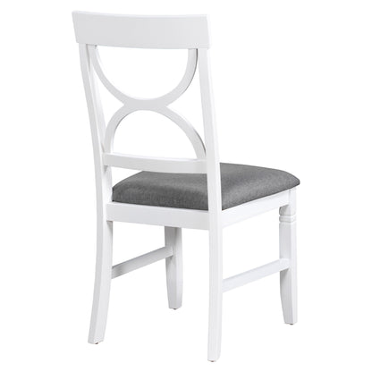 TOPMAX 6-Piece Wood Dining Table Set Kitchen Table Set with Upholstered Bench and 4 Dining Chairs, Farmhouse Style Gray+White