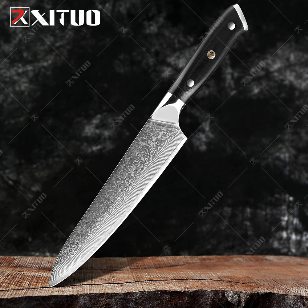 XITUO Damascus Chef Knife Professional Japan Sankotu Cleaver Bone Knives Utility Kiritsuke Paring Kitchen Knife Cooking Tools