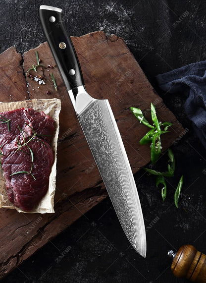 XITUO Damascus Chef Knife Professional Japan Sankotu Cleaver Bone Knives Utility Kiritsuke Paring Kitchen Knife Cooking Tools