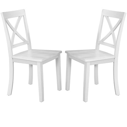 Orisfur 5 Pieces Dining Table and Chairs Set for 4 Persons Kitchen Room Solid Wood Table with 4 Chairs MDF + White + Solid Wood